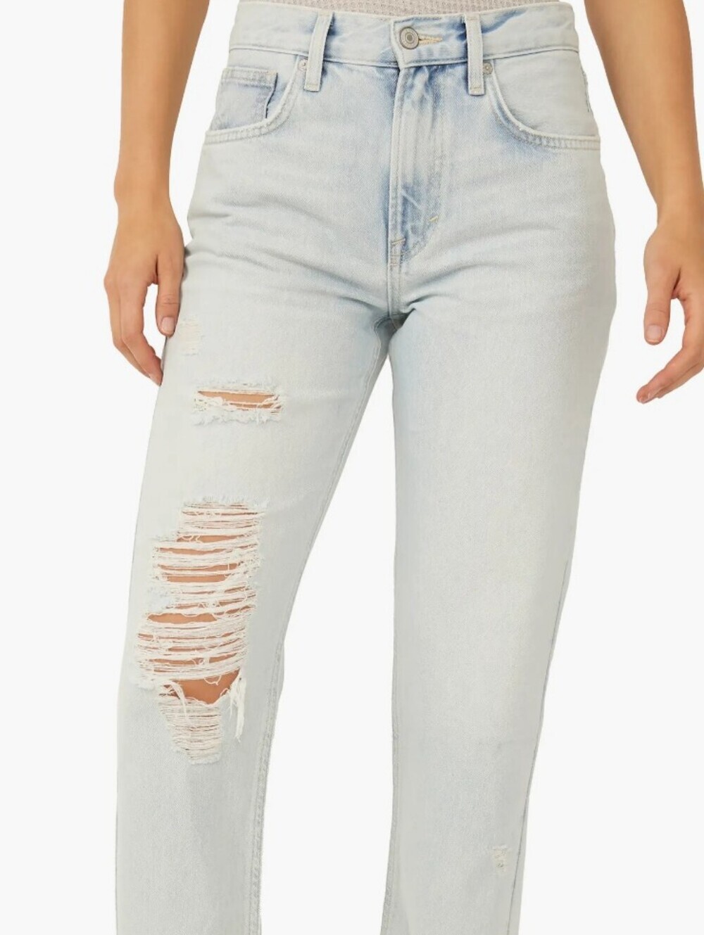 We The Free Bonita Light Blue Distressed Straight Leg Jeans *nwot *26